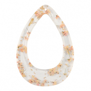 Resin hangers met gedroogde bloemetjes druppel Light pink-gold