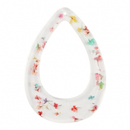 Resin hangers met gedroogde bloemetjes druppel Gold-multicolour