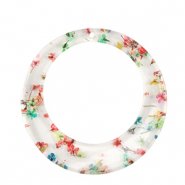 Resin hangers met gedroogde bloemetjes 39mm Gold-multicolour