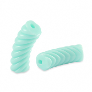 Acryl tube kralen twisted Soft turquoise blue