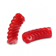 Acryl tube kralen twisted Transparent red