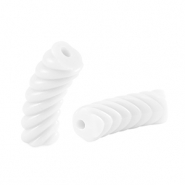 Acryl tube kralen twisted White
