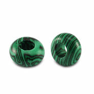 Natuursteen kralen rondellen 14mm Green-black