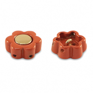 Tile beads bloem Coral red-gold