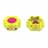 Tile beads bloem Yellow-magenta pink