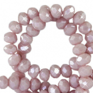 Top Facet kralen 3x2mm disc Soft rose ash-pearl shine coating