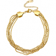 Roestvrij stalen (RVS) Stainless steel enkelbandjes multiple layer Gold