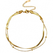 Roestvrij stalen (RVS) Stainless steel enkelbandjes duo layer Gold