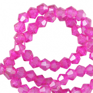 Top Facet kralen bicone 4mm Neon pink
