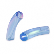 Acryl tube kralen Carolina blue-AB coating