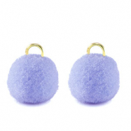 Pompom bedels met oog 10mm Gold-periwinkle purple