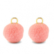 Pompom bedels met oog 10mm Gold-pink