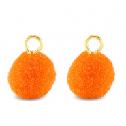 Pompom bedels met oog 10mm Gold-orange peel