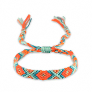 Trendy armbanden Soft turquoise blue-neon orange