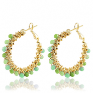 Roestvrij stalen (RVS) Stainless steel oorbellen facet Green-gold