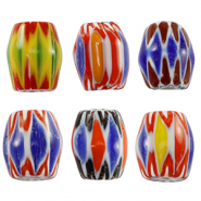 Millefiori kralen tube Multicolour yellow-blue