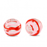Handgeschilderde glaskralen 14mm Transparent-red pink