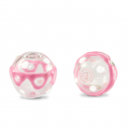 Handgeschilderde glaskralen 14mm Transparent-pink white