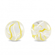 Handgeschilderde glaskralen 14mm Transparent-yellow white
