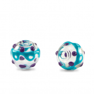 Handgeschilderde glaskralen 8mm Transparent-purple turquoise