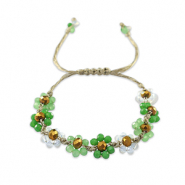 Top facet armband bloem Multicolour green-transparent white