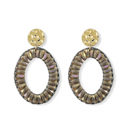 Top facet oorbellen ovaal Gold-lavender grey