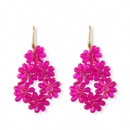 Top facet oorbellen druppel Gold-neon pink