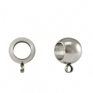 Roestvrij stalen (RVS) Stainless steel onderdelen kraal met oog 8x5mm Silver