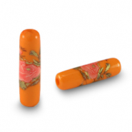 Glaskralen tube bloem Orange-rose red