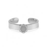 Birthstones ring met setting Stainless Steel (RVS) voor SS16 flat back Silver