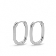 Onderdelen DQ metaal oorbellen creolen ovaal Zilver (nikkelvrij)