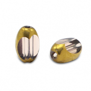 Ovale glaskralen facet Light aubergine purple transparent-gold