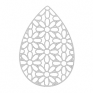 Roestvrij stalen (RVS) Stainless steel bedels bohemian druppel Silver