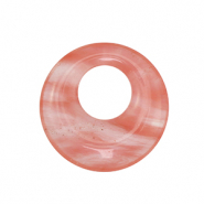 Natuursteen hangers glas donut 30mm Pink-transparent