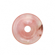 Natuursteen hangers glas donut 25mm Pink-transparent
