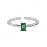 Brass TQ metaal ring zirkonia Silver-green