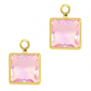 Hangers van crystal glas square Pink-gold