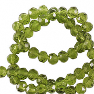 Top Facet kralen 6x4mm disc Dark lime green