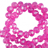 Top Facet kralen 4x3mm disc Fuchsia-pearl shine coating