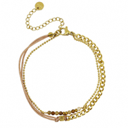 Roestvrij stalen (RVS) Stainless steel armbanden duo layer Gold-brown