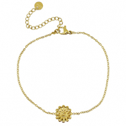 Roestvrij stalen (RVS) Stainless steel armbanden bloem Gold