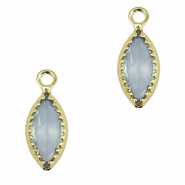 Hangers van Crystal Glass ovaal Grey blue-gold