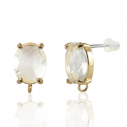 Oorbellen / oorstekers van Crystal Glass met oogje ovaal Crystal-gold