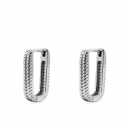 Roestvrij stalen (RVS) Stainless steel oorbellen / oorstekers ovaal Silver