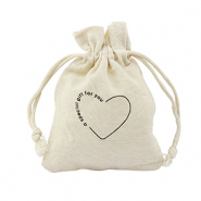 Sieraad zakje linnen "a special gift for you" heart Off white