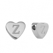 Roestvrij stalen (RVS) Stainless steel kralen hart letter Z Silver