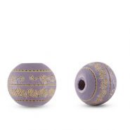 Houten kralen rond 10mm patroon Light purple