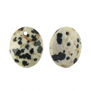 Natuursteen bedels dalmatian stone ovaal Greige-black
