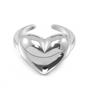 Roestvrij stalen (RVS) Stainless steel ringen hart Silver