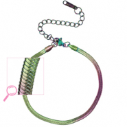 Roestvrij stalen (RVS) Stainless steel armbanden snake Purple green-AB coating